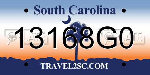 13168G0 South Carolina License Plate
