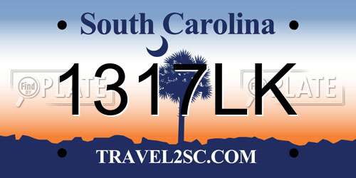 1317LK South Carolina License Plate