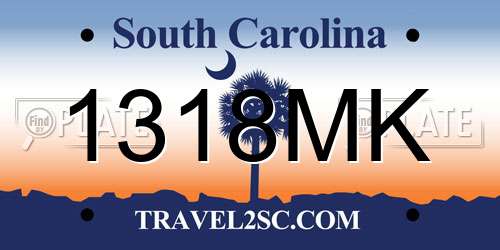 1318MK South Carolina License Plate