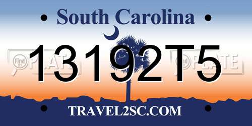 13192T5 South Carolina License Plate