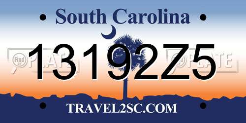 13192Z5 South Carolina License Plate