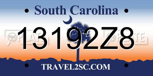 13192Z8 South Carolina License Plate