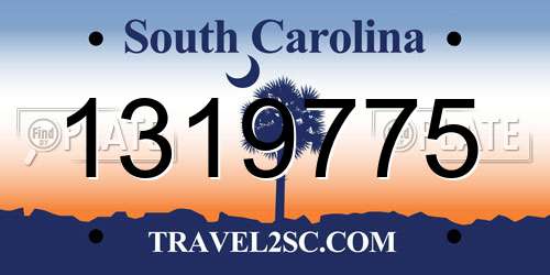 1319775 South Carolina License Plate
