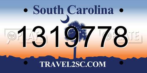 1319778 South Carolina License Plate