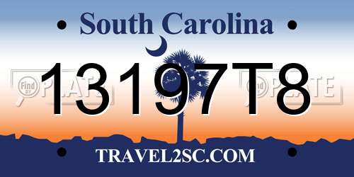 13197T8 South Carolina License Plate