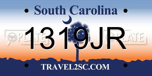 1319JR South Carolina License Plate
