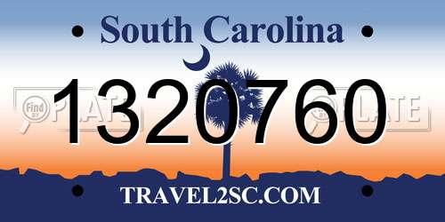 1320760 South Carolina License Plate