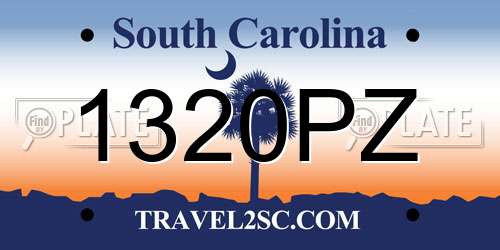 1320PZ South Carolina License Plate