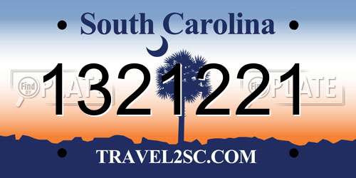 1321221 South Carolina License Plate