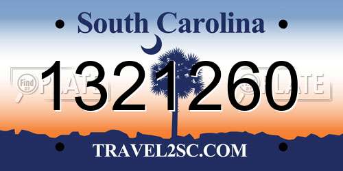 1321260 South Carolina License Plate