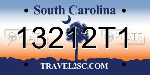 13212T1 South Carolina License Plate