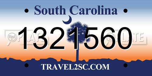 1321560 South Carolina License Plate