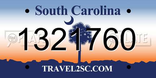 1321760 South Carolina License Plate