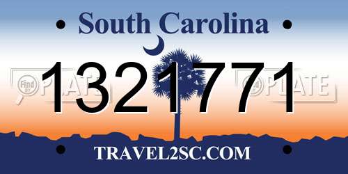 1321771 South Carolina License Plate