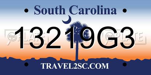 13219G3 South Carolina License Plate