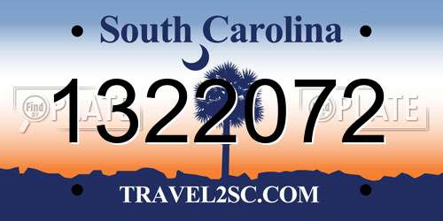 1322072 South Carolina License Plate
