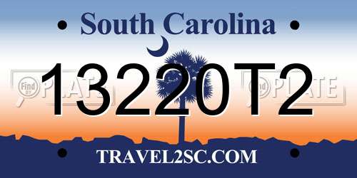 13220T2 South Carolina License Plate