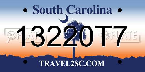 13220T7 South Carolina License Plate