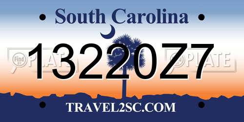 13220Z7 South Carolina License Plate