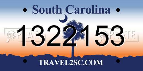 1322153 South Carolina License Plate