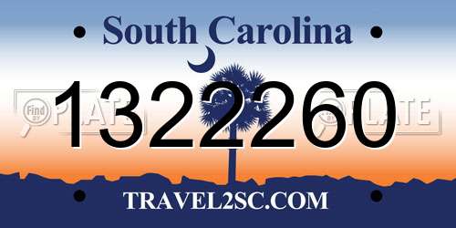 1322260 South Carolina License Plate