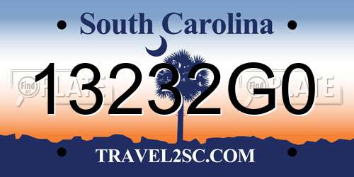 13232G0 South Carolina License Plate