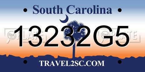 13232G5 South Carolina License Plate