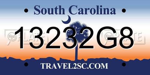 13232G8 South Carolina License Plate