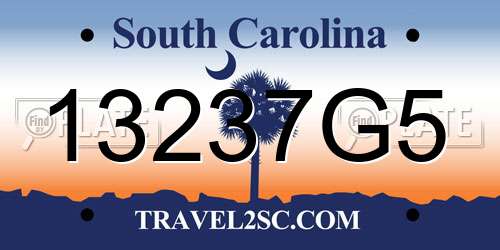 13237G5 South Carolina License Plate
