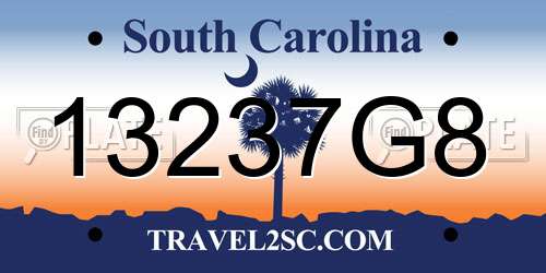 13237G8 South Carolina License Plate