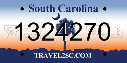 1324270 South Carolina License Plate