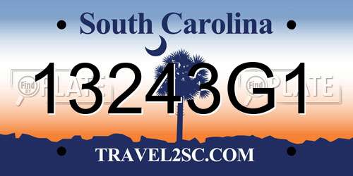 13243G1 South Carolina License Plate