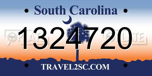 1324720 South Carolina License Plate