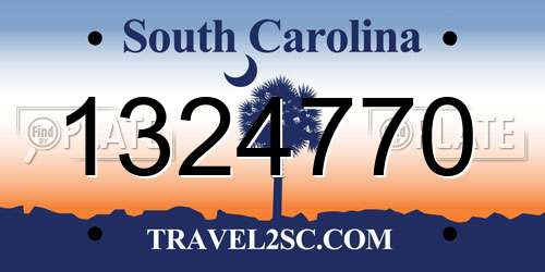1324770 South Carolina License Plate