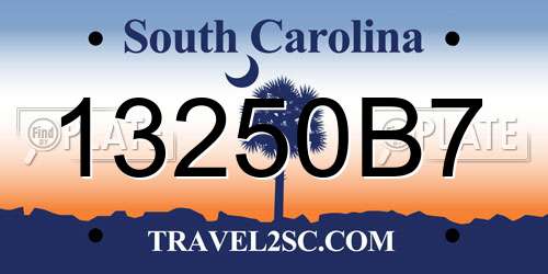 13250B7 South Carolina License Plate