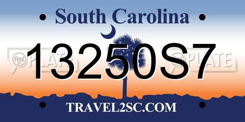 13250S7 South Carolina License Plate