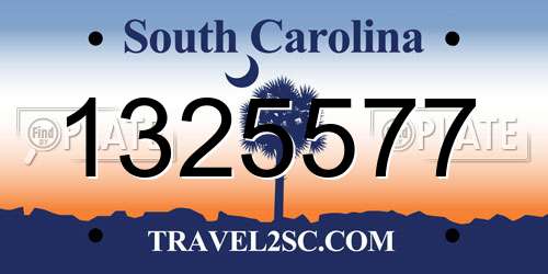 1325577 South Carolina License Plate