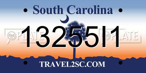 13255I1 South Carolina License Plate