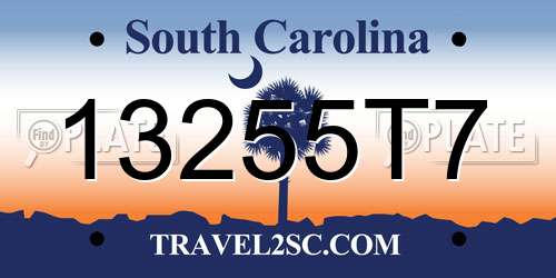 13255T7 South Carolina License Plate