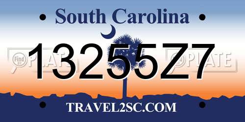 13255Z7 South Carolina License Plate