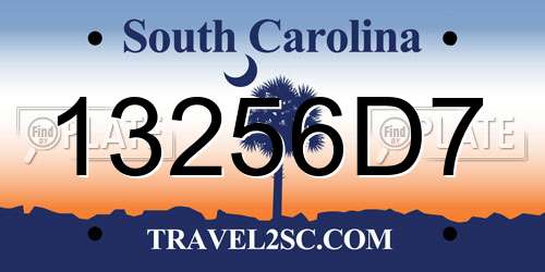 13256D7 South Carolina License Plate