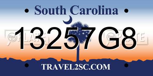 13257G8 South Carolina License Plate