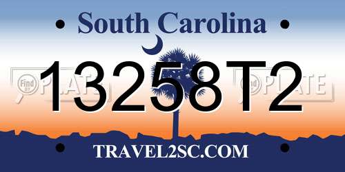 13258T2 South Carolina License Plate