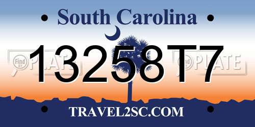 13258T7 South Carolina License Plate