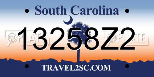 13258Z2 South Carolina License Plate