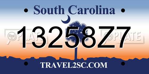 13258Z7 South Carolina License Plate