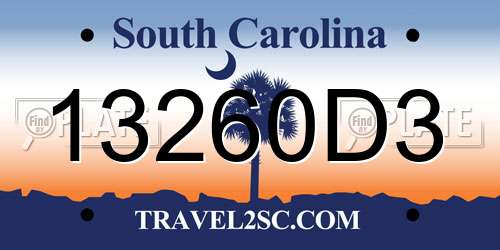 13260D3 South Carolina License Plate