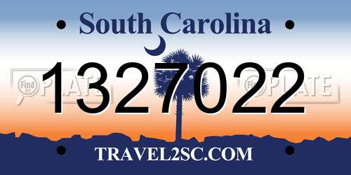 1327022 South Carolina License Plate