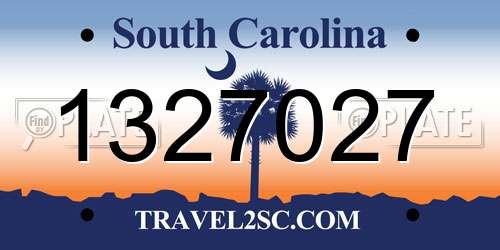 1327027 South Carolina License Plate