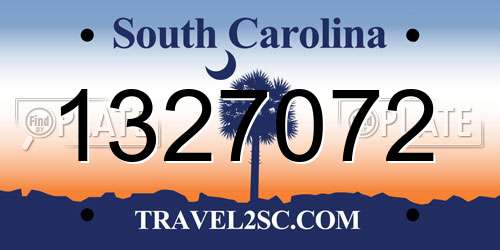 1327072 South Carolina License Plate